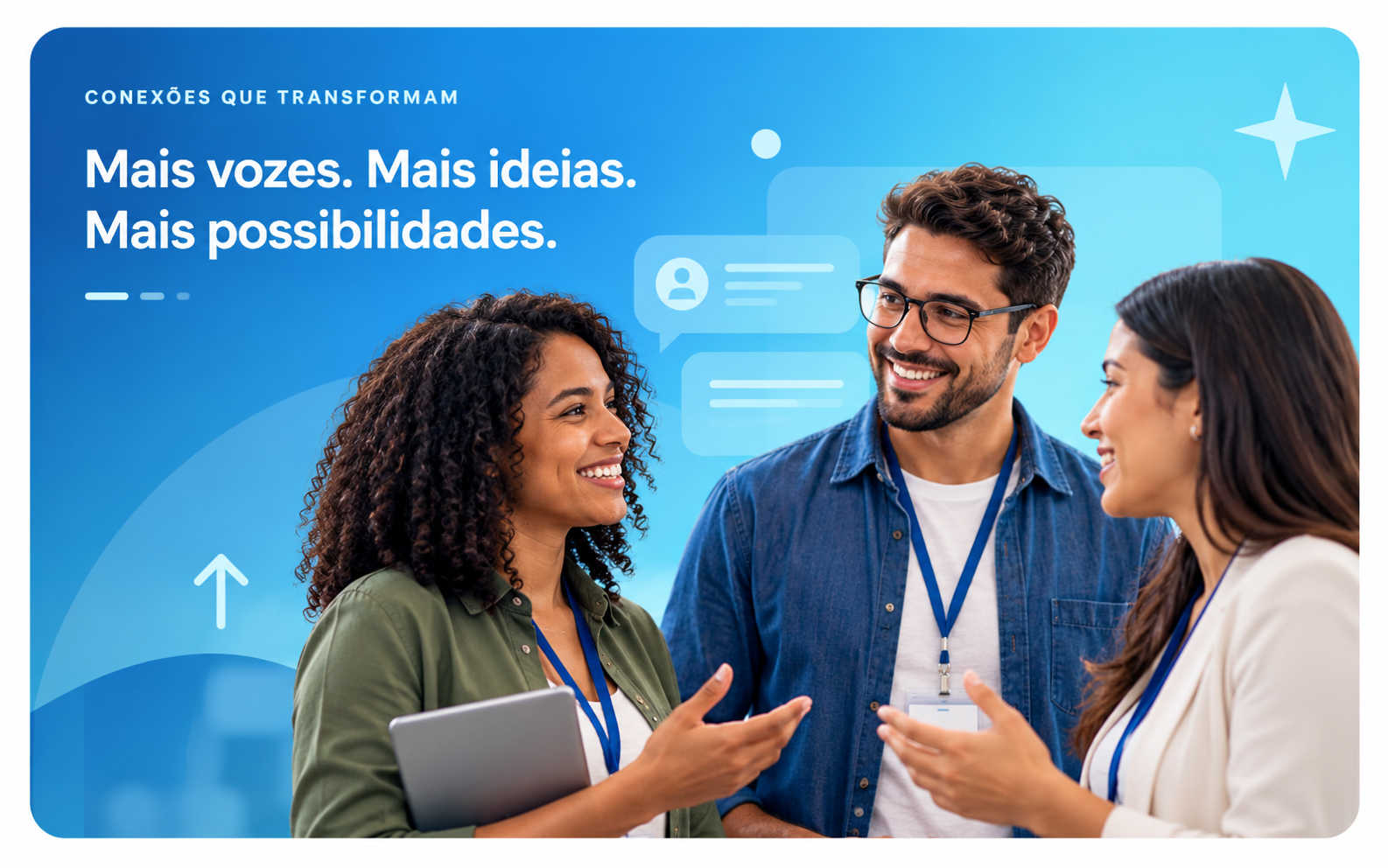 Participantes conversando em um encontro: mais vozes, mais ideias e mais possibilidades